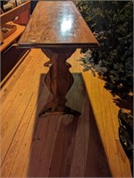 Vtg Wooden Trestle Table