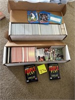 Box of Baseball & Box of Football Trading Cards