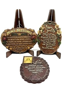 Wood Prayer Wall Decor and (2) Wood Stands 
-