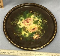 14 1/2" diameter serving tray, hand painted with f