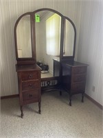 Antique 6 Drawer Vanity w/hinged Mirror