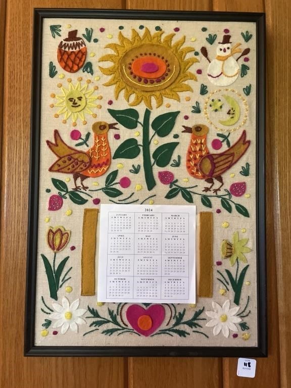 HAND MADE CREWEL WORK - FRAMED