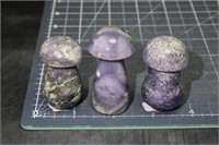 3, Grape Agate Mushrooms From Indonesia, 6oz