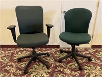 Green Fabric Office Chairs (2)