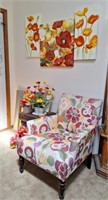 Floral side chair, Framed Poppy Print, End Table