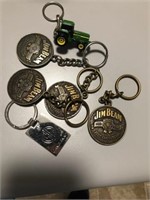 Lot of Jim Beam and John Deere tractor key chains