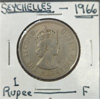 1966 Seychelles One rupee coin