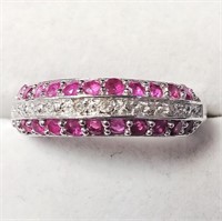 $150 Silver Ruby And White Topaz(1.1ct) Ring
