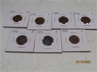 (7) late 1800s Indian Head Cents Pennies Coins