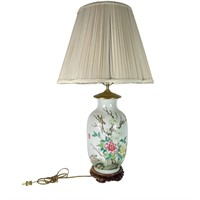 Vintage Hand-painted Asian Vase Lamp
