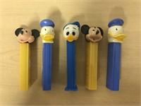 5 Pez Dispensers - Donald Duck, Mickey Mouse