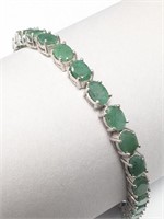 $600 Silver 12.65G Emerald 15Ct Bracelet