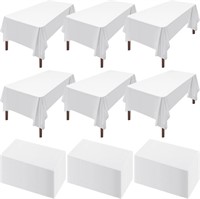 200 Pcs White Plastic Tablecloth 54 x 108 In