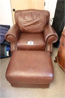 Leather Chair with Nail Head Trim & Matching