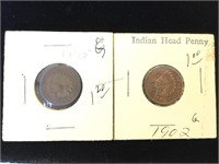 1902 & 1905 Indian Head Pennies