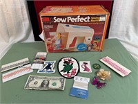 PATCHES, SEW PERFECT MACHINE & OTHER SEWING ITEMS