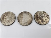 (3) Peace Dollars - 1922-23, 1925
