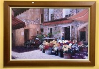 Framed print of a flower store in Italy