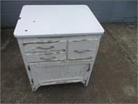 Enamel Top White Cabinet on Rollers 22x27x32"