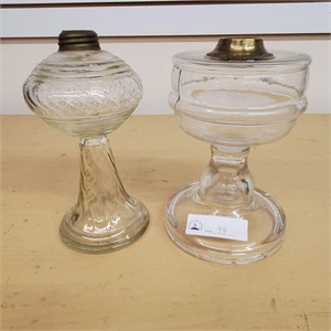Two 9" Glass Oil Lamps