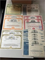 LOT OF MISC STOCK CERTIFICATES 22PC