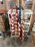 (4) American Flags & Poles.