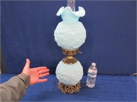 beautiful fenton double globe blue lamp