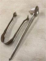 Sterling silver tongs and candle snuffer