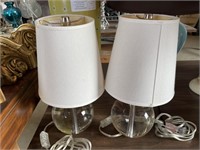 2 Small Glass Orb Lamps