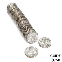 1929-1964 Misc Silver Dime Roll (48 Coins)