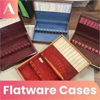 Lot of 4 Wood Silverware/Flatware Cases