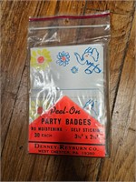 Vintage Peel-On Party Badges