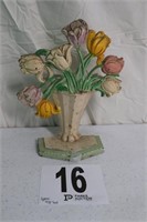 Vintage Cast Iron 'Flower Vase' Door Stop(R1)