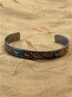 NATIVE AMERICAN STERLING TURQUOISE/CORAL BANGLE