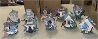 All around 3" tall collectible bird and birdhouses