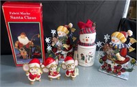 3 Homco Santa Mouse Figurines 4 in. Fabric