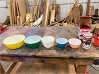 Pyrex Bowls Set + Budweiser Stein