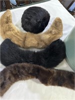 MINK/FUR COLLARS AND HAT