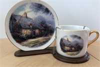 Thomas Kinkade Plate and Cup Set, Small, plate is