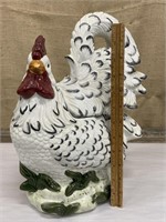 Rooster cookie jar - small paint chip