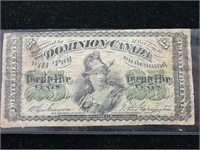 1870 Dominion of Canada 25c Bill
