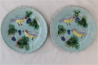 Majolica Birds & Grapes Plates