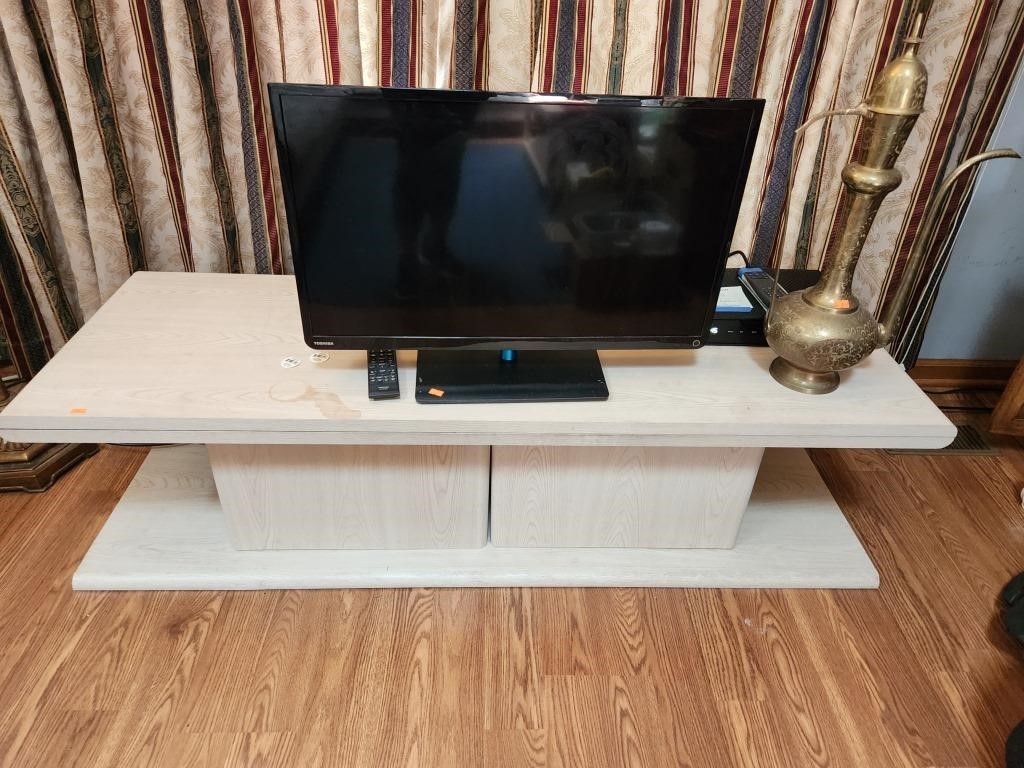 TV stand/table and small table (contents not