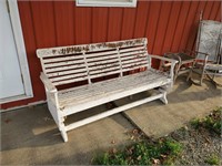 wood white rocker bench