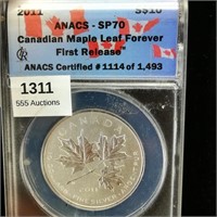 2011 CANADA $10 SP70 ANACS MAPLE LEAF FOREVER