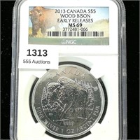 2013 CANADA $5 MS69 NGC WOOD BISON EARLY RELEASE