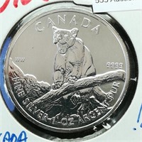 2012 Canadian Cougar Silver Dollar