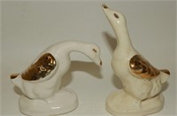Vintage White Geese Ducks with Gold Accent