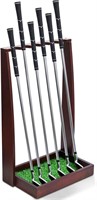 Wooden Golf Putter Stand  Holds 6 Clubs  Brown