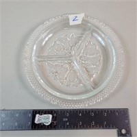 8.5" Clear Glass Pressed 3 Section Serving Dish